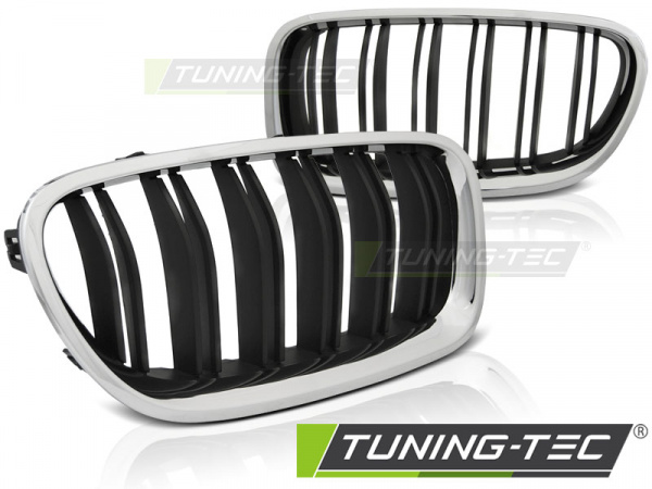 Upgrade Sportgrill Nieren für BMW 5er F10/F11 Limousine/Touring 10-16 chrom/schwarz in Doppelsteg Design